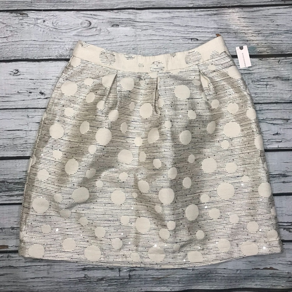 Anthropologie Skirt Jacquard Embellished Mini High Rise A-Line White Metallic 8 - Picture 6 of 15